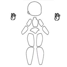 an outline drawing of a person holding their hands up