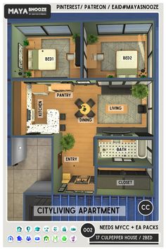 the floor plan for a two bedroom apartment