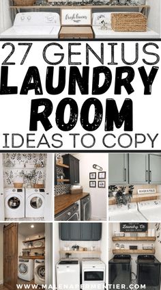 the laundry room is organized with lots of items