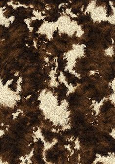 a brown and white area rug with an animal print pattern on the bottom half of it