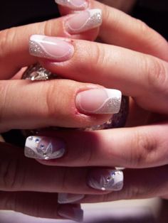 Beautiful wedding nails - The Bridal Dish admires! Find BEAUTY experts for your wedding: http://www.thebridaldish.com/vendors/listings/C19 Wedding Day Nails, Wedding Nail Art Design, Glittery Nails, Silver Nail, Nail Art Wedding, Uñas Acrilicas, Manicures Designs, Bridal Nails, Prom Nails