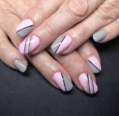 Fabulous Pink And Grey Nails You'll Love Emerlyn Closet Pink Grey Nails, Pink Gel Nails Designs, Grey Gel Nails, Grey Nail Art, Grey Nail, Grey Nail Designs, Unghie Sfumate, Pink Gel Nails, Pink Nail Art