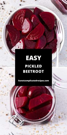 beetroot in a bowl with the words easy pickled beetroot