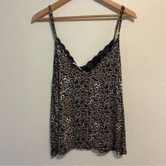 Socialite Leopard Print Spaghetti Strap Blouse Sz Large Lace V-Neck Detailing , Adjustable Straps Summer Leopard Print Camisole With Spaghetti Straps, Leopard Print Spaghetti Strap Summer Top, Fitted Leopard Print Camisole, Leopard Print Cami, Spaghetti Strap Blouses, Trendy Leopard Print V-neck Blouse, Black Cami Top, Womens Camisoles, Spaghetti Strap Top