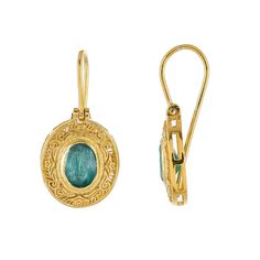 Emerald Vermeil 14K Gold Over Sterling Silver Earring 925 Silver = 3.25 gm. Emerald = 3.60 ct. Emerald is the birthstone for May and is a symbol of rebirth and love. The beautiful earring measures to be 1 inches long including the wire and 0.50 inches wide at its maximum points. The earrings have been made by a team of highly trained and skilled artisans. What is Vermeil 14K Gold? It is a thick layer of 14K Gold plating on 925 Sterling Silver. If for any reason you are not completely satisfied, Oval Gemstone Earrings In 14k Gold, 14k Gold Oval Gemstone Earrings, Oval Birthstone Earrings For Formal Occasions, Yellow Gold Emerald Birthstone Earrings, Oval Emerald Earrings For Anniversary, Byzantine Jewelry With Matching Earrings For Anniversary, Byzantine Oval Gemstone Jewelry, Oval Emerald Earrings In Yellow Gold, Yellow Gold Oval Earrings With Birthstone