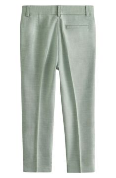 Keep your kid polished in these comfy dress pants that rise to every occasion. Zip fly with button closure Front slant pockets; back welt pocket 82% polyester, 17% viscose, 1% elastane Machine wash, tumble dry Imported Spring Workwear Dress Pants With Elastic Waistband, Spring Dress Pants With Elastic Waistband For Workwear, Spring Dress Pants With Elastic Waistband And Tapered Leg, Summer Straight Leg Pants With Pressed Crease, Straight Leg Pants With Pressed Crease For Summer, Classic Stretch Dress Pants For Summer, Classic Green Stretch Bottoms, Tailored Ankle-length Dress Pants For Summer, Summer Formal Stretch Dress Pants