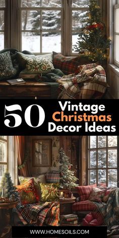 Vintage Ski Lodge Christmas, Christmas Vignettes Farmhouse, 1940 Christmas Decorations, Decorating With Vintage Christmas Items, Christmas Ideas For Outside, Untraditional Christmas Decor, Vintage Cozy Christmas Aesthetic, Antique Christmas Decor Ideas, Vintage Rustic Home Decor