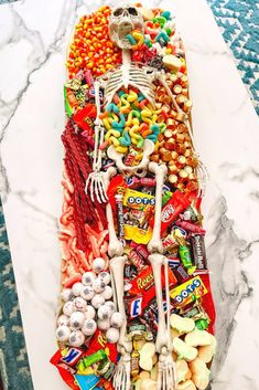 a skeleton made out of candy and candies