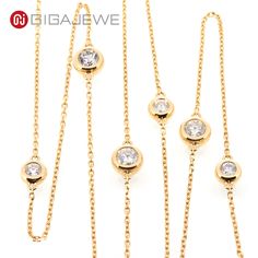 Brand:GIGAJEWE® Product Name:9K/14K/18K Yellow gold Round cut 3mm Moissanite Necklace,Engagement Necklace,Sweater necklace,Gold Necklace,Long Necklace Main Stone Material:Moissainte Stone Shape: RoundCut Color:White D color Stone Weight:2.0ct Side stone:3.0ct Weight:4.06g Customization:Can select different kinds of gemstone for customization Gold Solitaire Moissanite Necklace, Gold Luxury Solitaire Necklace For Everyday, Gold Moissanite Necklace With Diamond Accents, Elegant Gold Moissanite Solitaire Necklace, Elegant Yellow Gold Moissanite Necklaces, Elegant Yellow Gold Moissanite Necklace, Luxury Gold Solitaire Necklace For Anniversary, Gold Moissanite Solitaire Necklace For Formal Events, Elegant Gold Long Diamond Necklace