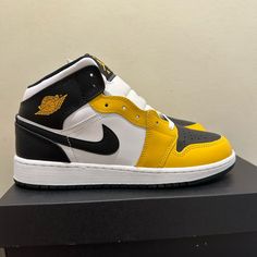 Nike Air Jordan 1 Mid Yellow Ochre-Black Dq8423 701 Size Gs 6y==~ 7.5 Women Brand New In Box Yellow Basketball Shoes With Boost Midsole For Streetwear, Yellow High-top Sneakers With Boost Midsole For Streetwear, Yellow High-top Basketball Shoes For Streetwear, Yellow Low-top Basketball Shoes For Streetwear, Yellow High-top Boost Sneakers For Streetwear, Yellow High-top Skate Shoes For Streetwear, High-top Yellow Skate Shoes For Streetwear, Yellow Mid-top Basketball Shoes With Rubber Sole, Yellow High-top Sneakers With Boost Midsole For Sports