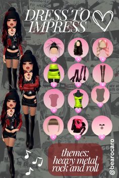 Dress to Impress Outfit DTI Roblox No VIP Outfit Hack Heavy Metal Rock and Roll Punk Rockstar Goth Girl Kawaii Dark Lolita Cute Girly Fashion Idea Fashion Outfit Inspo Dti Rock And Roll Outfit Ideas No Vip, Dti Rock Star Fits, Dti Fit Hacks No Vip, Di Heavy Metal, Kawaii Dti Outfits Non Vip, Mall Goth Dress To Impress No Vip, Dti Theme Heavy Metal, Dress To Impress Tips No Vip, Hard Core Punk Outfit Dress To Impress