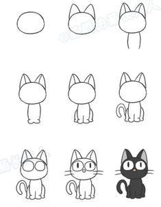 how to draw a cartoon cat step by step instructions for children and adults in easy steps