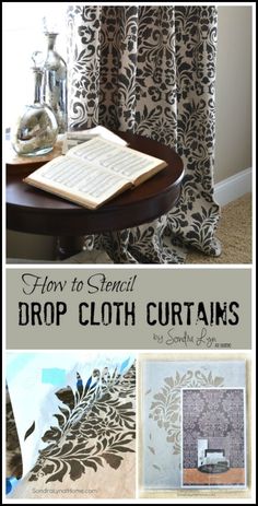 how to stencil drop cloth curtains