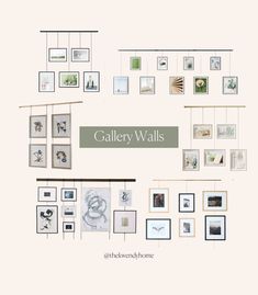 the gallery walls are filled with pictures and frames