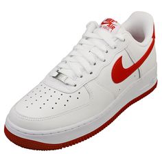 Classic style meets modern comfort in these iconic Nike Air Force 1 '07 trainers. Crafted from premium white leather with bold red accents, these shoes offer a timeless look that effortlessly elevates any outfit. The durable textile linings and insoles provide all-day cushioning, while the rubber sole ensures reliable traction on various surfaces. Secure your perfect fit with the classic lace-up closure. FJ4146-106 Style: AIR FORCE 1 07 Outer: Leather Lining: Textile Fastening: Lace-Up Sole: Rubber Colour: White Red Sup. Ref.: FJ4146-106 NOTICE FOR EU CUSTOMERS: YOU ARE RESPONSIBLE FOR IMPORT DUTIES AND VAT AT THE DESTINATION COUNTRY FOR ANY ORDERS ABOVE 150 EUROS Subscribe to Newsletter Mens Womens Kids Accessories Sale Brands LOW COST UK DELIVERY RATES LOW INTERNATIONAL DELIVERY RATES 30 Mens Trainers Fashion, Nike Air Force Men, Mens Fashion Sneakers, Dragon Rouge, Athletic Shoes Nike, Nike Force, Nike Air Force 1 07, Trainers Fashion, White Dragon