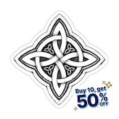 a sticker with the words buy 10 get 50 % off