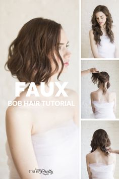 How To Faux Bob Hair, Faux Flapper Bob, Faux Bob For Long Hair Tutorials, Fake Bob Hairstyle, Long Hair Faux Bob, How To Make A Bob With Long Hair, Faux Bob Hairstyle, Fake Bob For Long Hair Tutorials, Long Hair Into Faux Bob