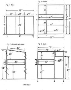 the plans for an outdoor kitchen are shown in black and white, with measurements on each side