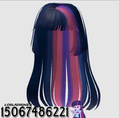 an animated image of long hair with purple, pink and blue streaks on the ends