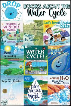 books about the water cycle are shown in this poster for children's book club