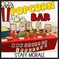 the popcorn bar is set up for an event