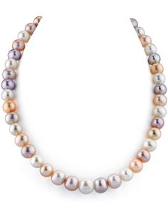 This necklace is a recent addition to our collection of exquisite freshwater multicolor necklaces. This freshwater strand includes beautiful cultured pearls with a variety of gorgeous colors including lavender, peach, and white. The necklace sizes at 10-11mm and is AAA quality with high luster. The strand is strung and double knotted with silk thread and comes affixed with a 14K gold clasp.. Colored Necklace, Necklace Colorful, Cultured Pearl Necklace, Freshwater Pearl Necklace, Colorful Jewelry, Simply Lovely, Pearl Gemstone, Pink Peach, Timeless Accessories