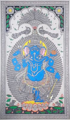 Vishnu Laxmi Drawing, Orissa Pattachitra, Gods Images