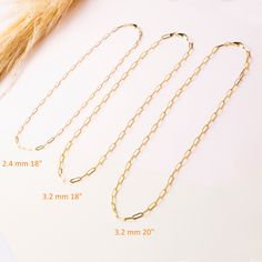 "Gold Paperclip Chain Necklace / Cute Necklace / 14k Gold paper clip Necklace / Chain Necklace / Gold Chain Necklace / Gift For Her ★★ Description ★★ Handmade 14k Solid Gold Paperclip Chain  Necklace. The thickness is 1.8mm, 2.4mm, & 3.2mm and available in 14k Gold ★★ Necklace Details ★★ ◎ Material: 14K Solid Gold, Real Gold (14K) (14ct) (585) (not silver)(not filled) ◎ Color Availability: Gold ◎ Chain Thickness  2.4 mm -- 3.2 mm -- 5.0 mm ◎ Chain Type: Paperclip ◎ Chain Length: 14\" - 20\"  ◎ M Paperclip Chain Necklace As A Gift, Gift Paperclip Chain Necklace, Yellow Gold Paperclip Chain Necklace, 14k Yellow Gold Paperclip Chain Necklace, Delicate 14k Gold-filled Paperclip Chain Jewelry, $20 Gold Paperclip Necklace, Elegant 14k Gold-filled Necklace With Paperclip Chain, 14k Gold-tone Paperclip Chain Necklace, Friendship Necklaces