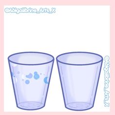 two glasses filled with blue liquid sitting next to each other on top of a pink background