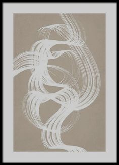 a beige and white abstract art print with wavy lines in the shape of a rectangle