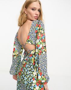 Dresses by ASOS DESIGN It's a yes from us V-neck Blouson sleeves Lace-up back Regular fit Multicolor Floral V-neck Dress With Vibrant Print, Spring Multicolor Print V-neck Maxi Dress, Spring V-neck Multicolor Print Maxi Dress, V-neck Multicolor Floral Print Maxi Dress, Spring Long Sleeve Mini Dress With Tie Back, Multicolor Print Midi Dress For Brunch, Backless Midi Dress With Floral Print For Brunch, Spring V-neck Multicolor Print Mini Dress, Multicolor V-neck Floral Dress For Brunch