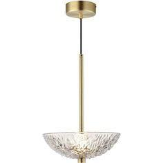 a light fixture with a glass bowl on the bottom and a metal rod in the middle