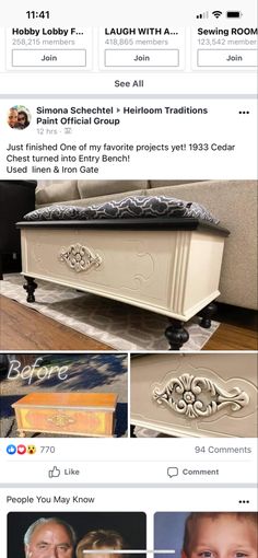 the facebook page for an antique furniture store