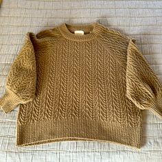 Doen Camel Color 3/4 Sleeve Sweater. Wool / Polyamide Blend Makes For Super Soft Feel! Some Pilling (Tried To Capture In Pic, Pretty Subtle). Euc. Camel Sweater, Camel Sweaters, Sweater Wool, Camel Color, Sweater Sleeves, Sleeve Sweater, Sweater Sizes, Camel, Scoop Neck