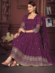 Introducing our stunning "glamorous purple embroidered georgette function wear anarkali suit" - a must-have ensemble for your upcoming festivals and functions. This beautiful purple suit is crafted from luxurious georgette material, with intricate sequin and embroidered work that exudes elegance and sophistication. The semi-stitched design ensures a perfect fit for sizes up to 42 inches, while the matching crepe pants and georgette dupatta complete the stylish look.
This ensemble include the exq Purple Churidar With Intricate Embroidery, Embroidered Floor-length Purple Churidar, Embroidered Purple Floor-length Churidar, Purple Floor-length Churidar With Resham Embroidery, Purple Resham Embroidered Floor-length Churidar, Purple Resham Embroidery Floor-length Churidar, Embroidered Purple Churidar For Weddings, Designer Purple Churidar With Intricate Embroidery, Semi-stitched Purple Churidar With Intricate Embroidery