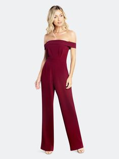 23 Bridesmaid Jumpsuits for the Trendiest Wedding Party Vibes Cap Sleeves Dress, Off The Shoulder Jumpsuit, Burgundy Jumpsuit