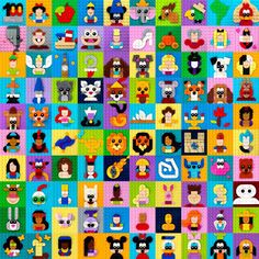 an image of many different types of people in pixellated style pattern on the wall