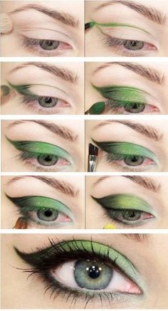 Machiaj Smokey Eyes, Teknik Makeup, Khol Eyeliner, Green Eye Makeup, Halloweenský Makeup, Beautiful Green Eyes, Best Makeup Tutorials, Perfect Cat Eye, Easy Makeup Tutorial