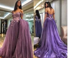 Purple Prom Dresses Long, Women Formal Wear, Purple Prom Dresses, Off Shoulder Tulle, Purple Prom, Formal Wear Women, Gold Prom Dresses