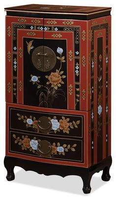 tibetan style furniture - Google Search Bird And Flower, China Furniture, Zen Style, Hanging Necklaces, Furniture Polish, Tibetan Jewelry, Jewelry Chest, Painted Jewelry