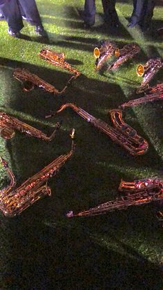 saxophones lying on grass Band Instruments Aesthetic, Band Director Aesthetic, Marching Band Boyfriend, Marching Band Aesthetic Wallpaper, Concert Band Aesthetic, Marching Band Astethic