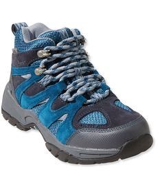 Our colorful kids' waterproof hiking shoes feature exclusive Tek2.5 technology and sneaker-like comfort, for fun on and off the trail. Breathable polyester mesh and waterproof suede upper. Nylex lining. Cushioned EVA midsole and removable EVA footbed provide noticeable comfort, right out of the box. Heel and toe bumpers add durability. Lace-up style for a custom fit. TEK2.5 waterproofing ensures feet will stay dry in all conditions. Trail Trac rubber outsole features a versatile lug pattern for Functional Scratch-resistant Running Shoes For Outdoor, Blue Mesh Running Shoes For Outdoor Activities, Blue Mesh Running Shoes For Outdoor, Durable Blue Sporty Sneakers, Blue Running Shoes With Breathable Mesh For Outdoor Activities, Blue Running Shoes With Breathable Mesh For Outdoor, Sporty Scratch-resistant Hiking Sneakers, Functional Scratch-resistant Running Shoes, Blue Durable Sneakers For Outdoor Activities