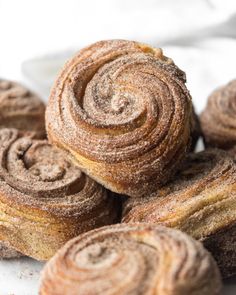 cinnamon rolls piled on top of each other