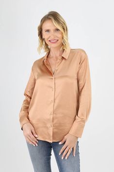 Step into refined elegance with our Silky Button Down Blouse. The luxurious fabric and timeless button-down style create a chic ensemble, perfect for making a lasting impression. Additional Information Style: Business, Casual, Classic, Fall, Minimalist, Semi-Formal Features: Button Up, Collared Occasion: Casual, Cocktail/Party, Date Night, Work Wear Length: Regular Neck Line: Collared Sleeve Type: Long Sleeve Pattern: Solid Material & Care Sheer: No Stretch: Non-Stretch Composition: 97% Polyeste Casual Cocktail Party, Style Business Casual, Night Work, Gold Blouse, Silky Blouse, Flannel Jacket, Sleeve Pattern, Curvy Dress, Button Down Blouse