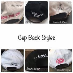 This listing is used as an add on only! Add this listing to your cart in addition to your hat purchase at no extra shipping charge. First choose a hat from our shop and drop that in your cart Then use this listing to add a word, a Greek organization, or a monogram to the back of the cap over the opening. The color of the added text will match the thread color chosen for the original hat Please choose your font style from the drop down menu above. (vines is for monograms only, Greek symbol will b Embroidered Text Cap One Size Fits Most, Black Snapback Baseball Cap With Letter Embroidery, Flat Crown Baseball Cap With Embroidered Logo, One Size Letter Embroidered Baseball Cap, Personalized Cotton Baseball Cap, One Size, Greek Symbol, Back Back, Word A, Greek Alphabet