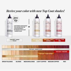 A high-gloss gold top coat that restores color vibrancy in sunny and strawberry blondes for up to 6 washes. | Pureology Top Coat Gold Glaze Toner for Dull, Very Dry Hair, Size 200 ml Very Dry Hair, Copper Red Hair, Copper Top, Hair Gloss, Red Glaze, Soften Hair, Bright Blonde, Light Copper, Orange Tones