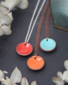 A thoughtful and unique gift, aside from a great conversation starter. This penny necklace is versatile and fun and can be given as a gift to teachers, a copper anniversary present, a lucky talisman, or a sweet reminder. Handmade with an American penny, the date is still visible on the back, while the front is enameled in your choice of color. The chain length is adjustable from 16" to 18", and you can choose between silver, copper or sterling chain. You can even customize the date (between 1940 Penny Jewelry, Penny Necklace, Copper Anniversary Gifts, Copper Anniversary, Gift From Heaven, Spring Jewelry, Enamel Necklaces, Anniversary Present, Upcycled Jewelry