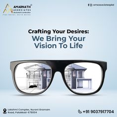 an ad for eyeglasses with the words crafting your desies we bring your vision