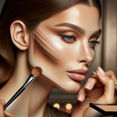 Easy Makeup Tutorial For Beginners, Jawline Contouring, Apply Contour, Lips Contour, Defined Jawline, Perfect Jawline, Full Makeup Tutorial, Natural Makeup Look Tutorial