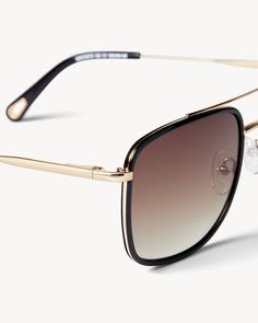 Ultra lightweight aviator sunglasses with frames crafted from gold metal details and Italian acetate. Includes UV 400 protective lenses. Fog Linen, Cellulose Acetate, Clutch Pouch, Marine Serre, Eyewear Womens, Frame Crafts, Sunglasses & Glasses, Designer Clothes For Men, Autumn Fashion Women